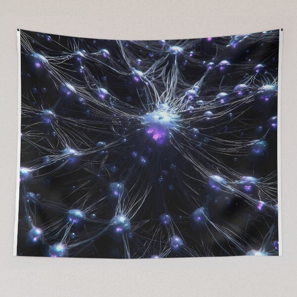 Item preview, Scifi Theme Grayish Texture of Asymmetrical Glowing Biological Neuron Synapses (image size 7840x11680) designed and sold by Digital-Davinci.