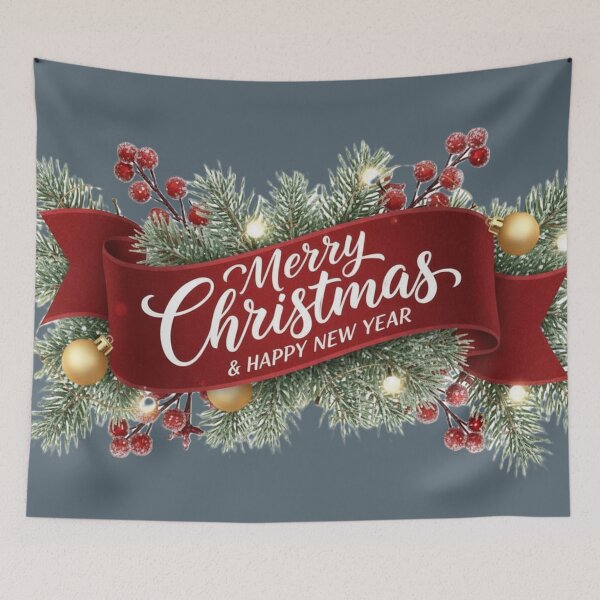 Item preview, Festive Merry Christmas & Happy New Year Ribbon Garland Design designed and sold by DroolWorthyUS.