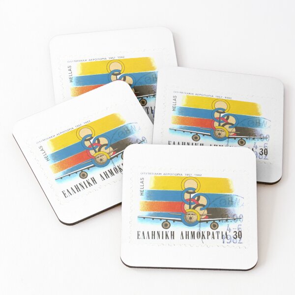 Item preview, Greek Stripes Aeroplane Greece Vintage Postage Stamp designed and sold by red-amber65.