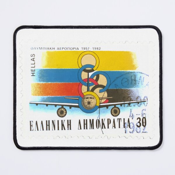 Item preview, Greek Stripes Aeroplane Greece Vintage Postage Stamp designed and sold by red-amber65.