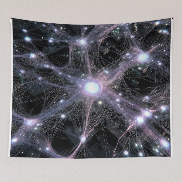 Item preview, Scifi Theme Grayish Texture of Asymmetrical Glowing Biological Neuron Synapses (image size 7840x11680) designed and sold by Digital-Davinci.