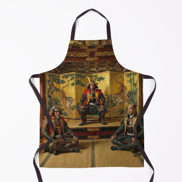 Item preview, The Three Unifiers of Japan – Ieyasu, Nobunaga & Hideyoshi (Edo Gold Screen Poster) designed and sold by Mori-no-Akari.