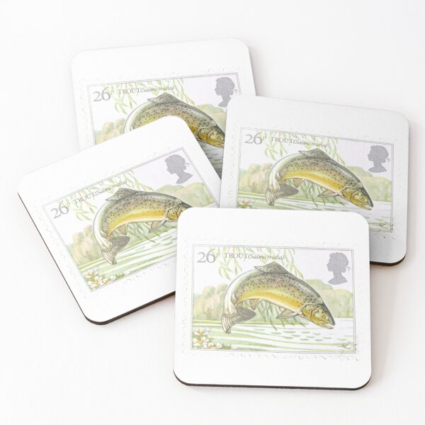 Artikelvorschau, Britische Forelle Fisch Vintage Briefmarke entworfen und verkauft von red-amber65.