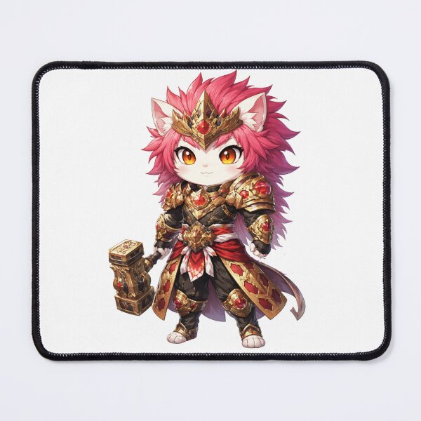 Item preview, Chibi Pink Lion Warrior Cat in Fantasy Armor designed and sold by Zippy Creation.