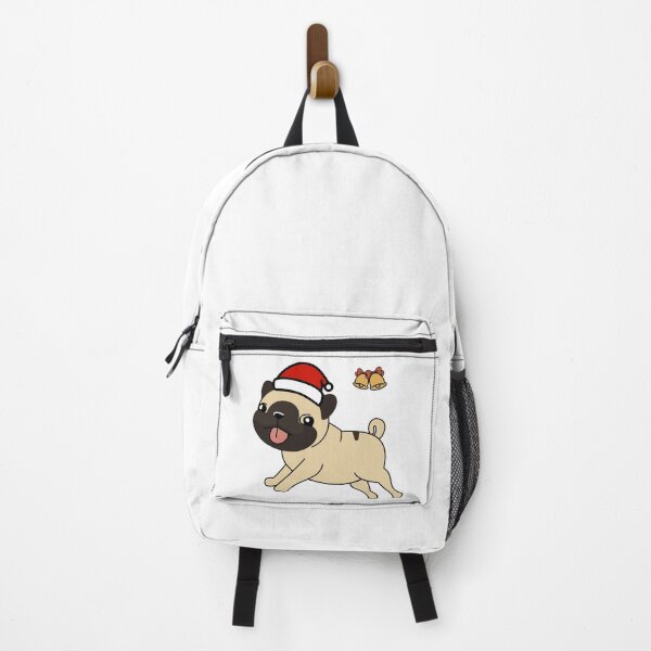 Item preview, Cute Pug Christmas Dog With Santa Hat & Bells – Holiday Pet Illustration designed and sold by Lu7u.