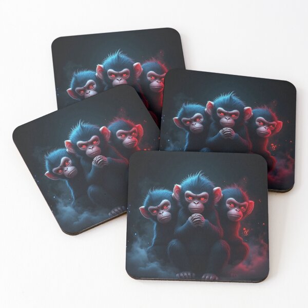 Item preview, Dark Anime Monkeys – See No Evil, Hear No Evil, Speak No Evil designed and sold by OhmAuraArt.