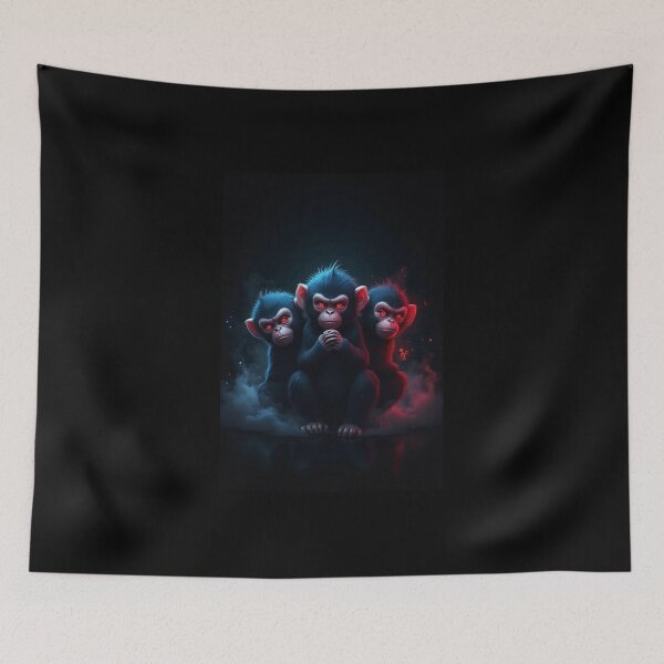 Item preview, Dark Anime Monkeys – See No Evil, Hear No Evil, Speak No Evil designed and sold by OhmAuraArt.
