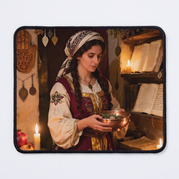 Item preview, Sephardic Magic Woman – 16th Century Mystic Blessings Art designed and sold by SoniaSarkali.