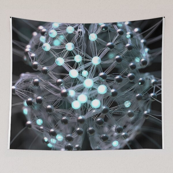 Item preview, Scifi Theme Grayish Texture of Asymmetrical Glowing Biological Neuron Synapses (image size 7840x11680) designed and sold by Digital-Davinci.