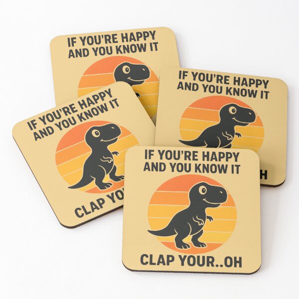 Item preview, If You’re Happy and You Know It T Rex Short Arms Humor - Vintage Sunset T Rex Dinosaur Can’t Clap Funny Quote designed and sold by Aesthetic-Avenue.