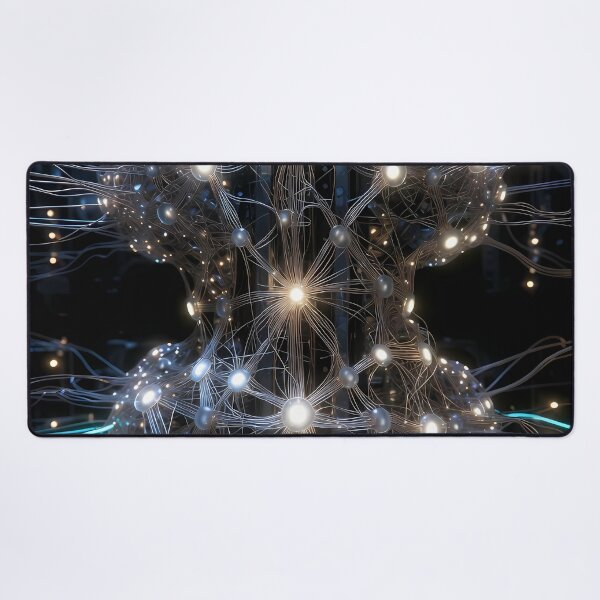 Item preview, Scifi Theme Grayish Texture of Asymmetrical Glowing Biological Neuron Synapses (image size 7840x11680) designed and sold by Digital-Davinci.