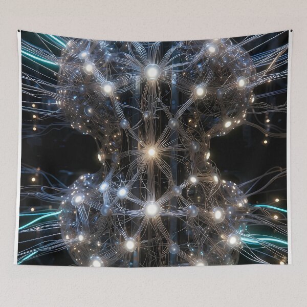 Item preview, Scifi Theme Grayish Texture of Asymmetrical Glowing Biological Neuron Synapses (image size 7840x11680) designed and sold by Digital-Davinci.