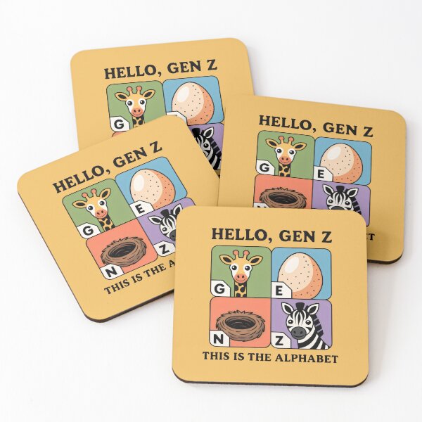 Item preview, Hello GEN Z Alphabet Design with Giraffe, Egg, Nest, Zebra in Cartoon Grid designed and sold by SplashTastic.