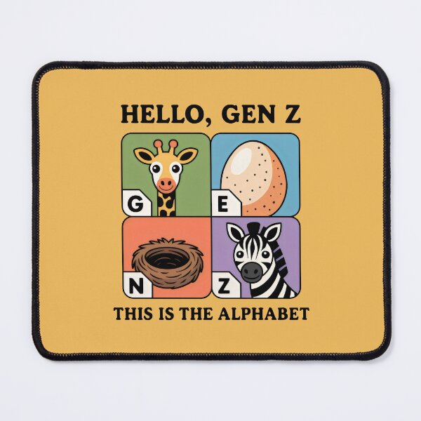 Item preview, Hello GEN Z Alphabet Design with Giraffe, Egg, Nest, Zebra in Cartoon Grid designed and sold by SplashTastic.