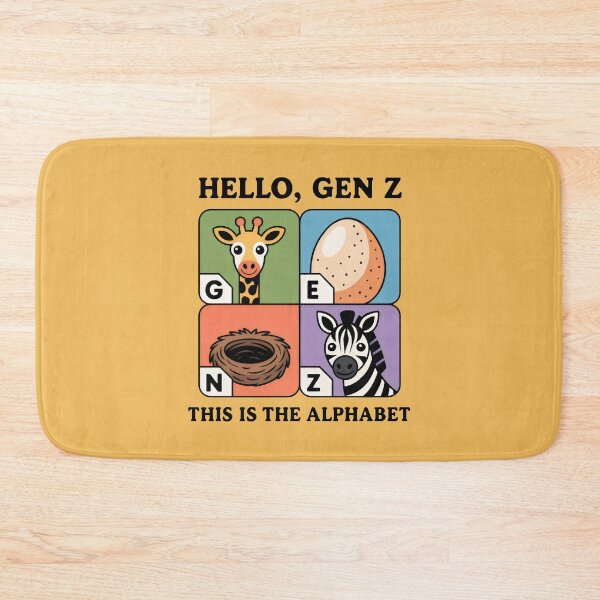Item preview, Hello GEN Z Alphabet Design with Giraffe, Egg, Nest, Zebra in Cartoon Grid designed and sold by SplashTastic.