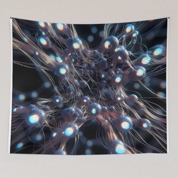 Item preview, Scifi Theme Grayish Texture of Asymmetrical Glowing Biological Neuron Synapses (image size 7840x11680) designed and sold by Digital-Davinci.