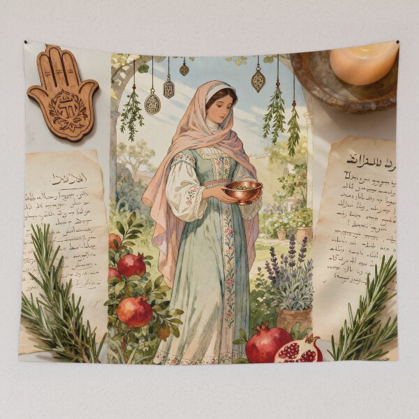 Item preview, Sephardic Magic Woman – 16th Century Mystic Blessings Art designed and sold by SoniaSarkali.