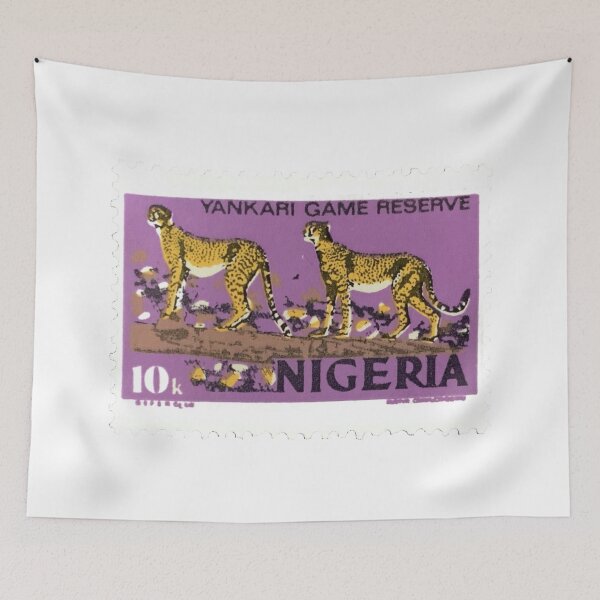 Item preview, Nigeria Game Reserve Cheetahs Vintage Postage Stamp designed and sold by red-amber65.