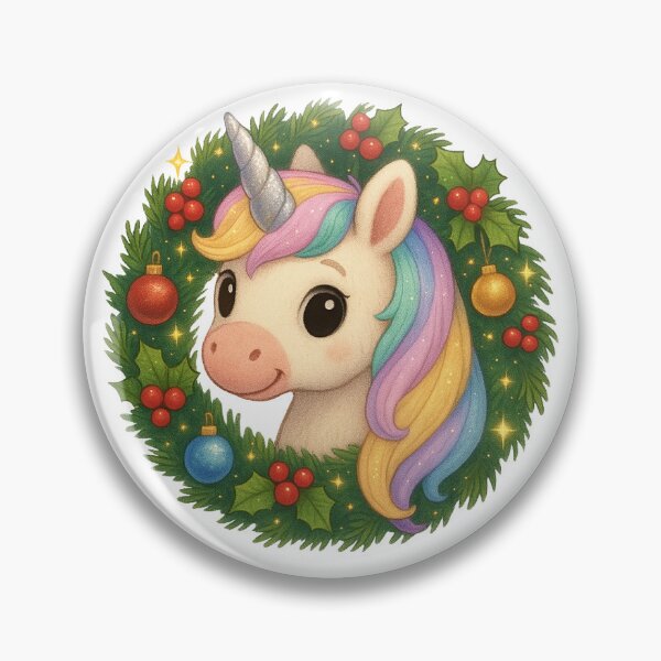 Item preview, Kawaii Unicorn Christmas Wreath Sticker & Shirt designed and sold by NAMITRA.