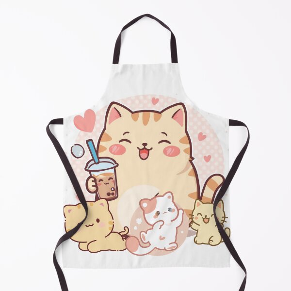 Item preview, kawaii chubby cat holding bubble tea designed and sold by tsintsinshop.