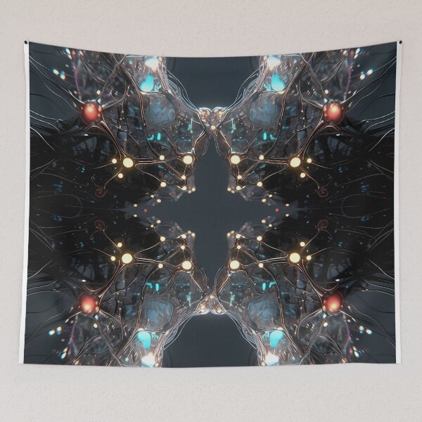 Item preview, Scifi Theme Grayish Texture of Asymmetrical Glowing Biological Neuron Synapses (image size 7840x11680) designed and sold by Digital-Davinci.