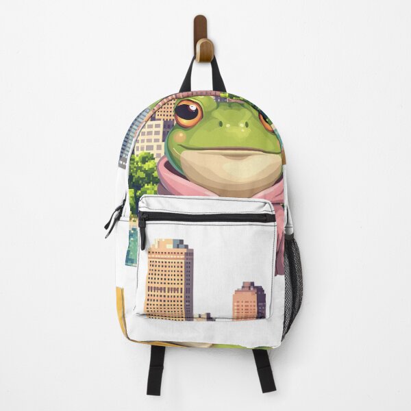 Item preview, cute smiling frogs wearing a hoodie in the city designed and sold by tsintsinshop.