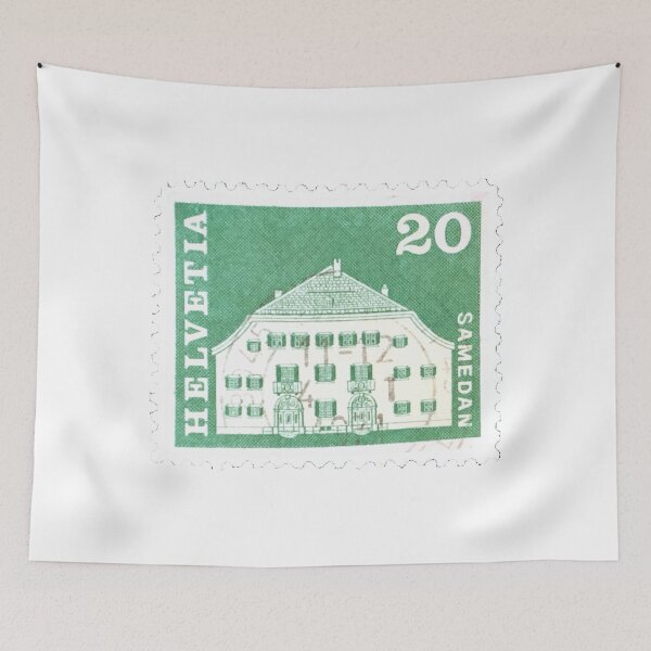 Item preview, Swiss Helvetia Switzerland Green Vintage Postage Stamp designed and sold by red-amber65.