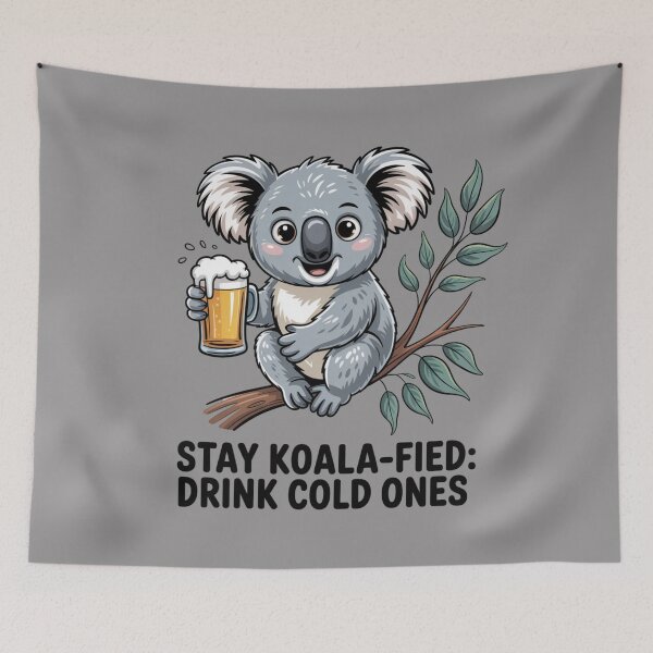 Item preview, Stay Koala–Fied Drink Cold Ones: Koala Mode Activated: Koala Edition - Funny Emu Animal Drinking T-Shirt designed and sold by Grang Art Artistic Designs.