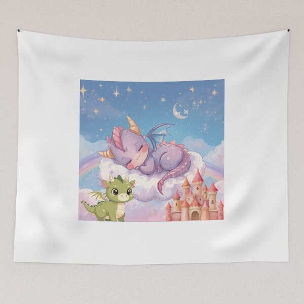 Item preview, cute baby dragon sleeping on a cloud designed and sold by tsintsinshop.
