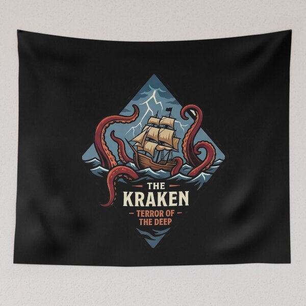 Item preview, Giant Kraken Attack Ship Stormy Ocean designed and sold by k3rstman1.