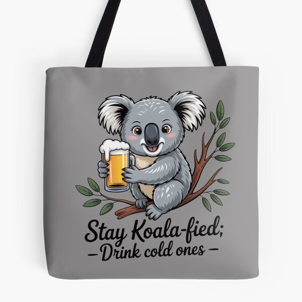 Item preview, Koala & A Cold One: Koala Edition - Funny Emu Animal Drinking T-Shirt designed and sold by Grang Art Artistic Designs.