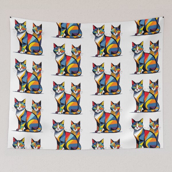 Item preview, Cubist cats designed and sold by PrintLabStudio.