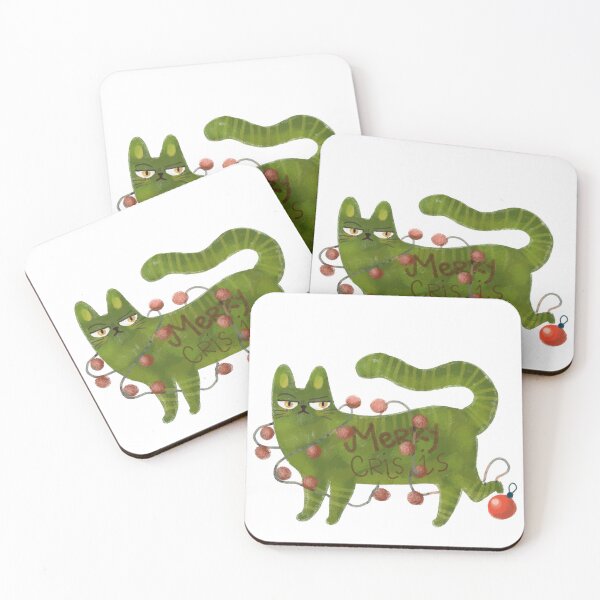 Item preview, A cat who doesn't like Christmas, merry crisis, Christmas memes, green cat designed and sold by Dormitria.