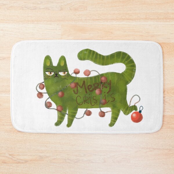 Item preview, A cat who doesn't like Christmas, merry crisis, Christmas memes, green cat designed and sold by Dormitria.