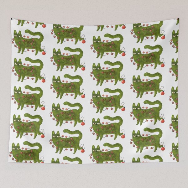 Item preview, A cat who doesn't like Christmas, merry crisis, Christmas memes, green cat designed and sold by Dormitria.