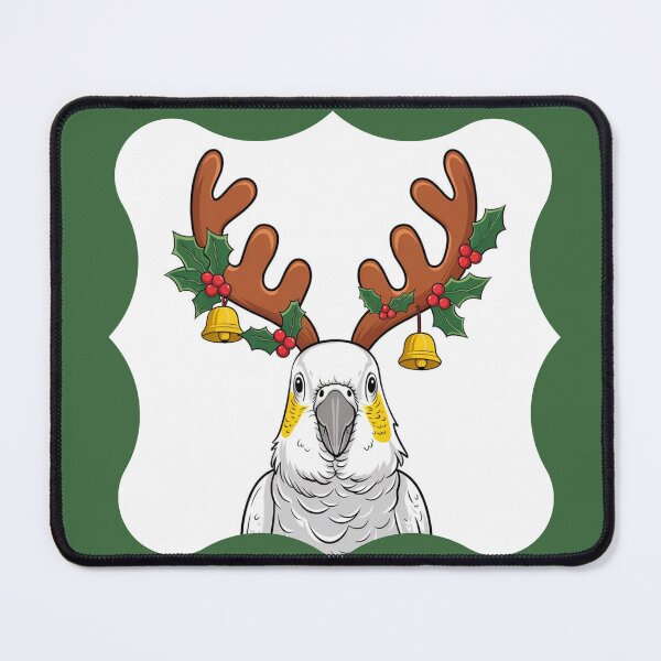 Item preview, Extra Festive Australian Cockatoo Wrapped in Christmas Antlers Holly Bells designed and sold by Wennebabs.