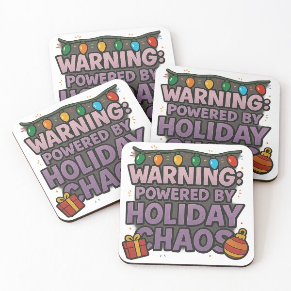Item preview, Warning: Powered by Holiday Chaos – Funny Christmas Typography Design designed and sold by BrodaVibe.