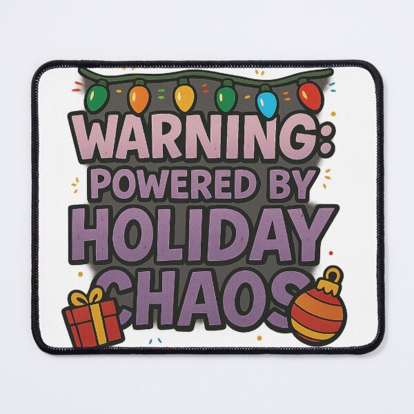 Item preview, Warning: Powered by Holiday Chaos – Funny Christmas Typography Design designed and sold by BrodaVibe.