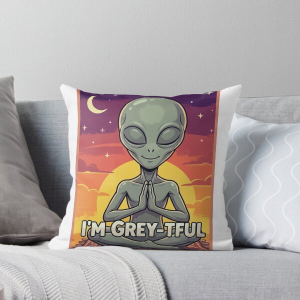 Item preview, I'm Grey-tful – Meditating Alien Art designed and sold by The-Jerk-Store.
