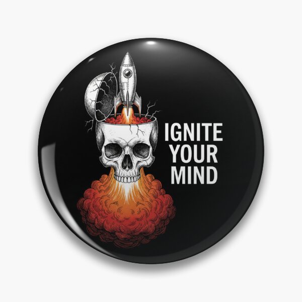 Item preview, Ignite Your Mind Rocket Launching From Skull Surreal Space Art designed and sold by SerenadeArtHub.