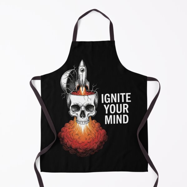 Item preview, Ignite Your Mind Rocket Launching From Skull Surreal Space Art designed and sold by SerenadeArtHub.