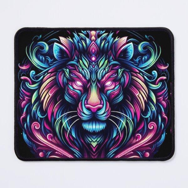 Item preview, Neon Psychedelic Lion Art – Vibrant Glow Illustration designed and sold by Dogandesighn.