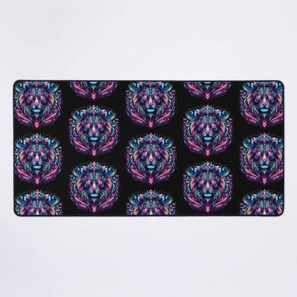 Item preview, Neon Psychedelic Lion Art – Vibrant Glow Illustration designed and sold by Dogandesighn.