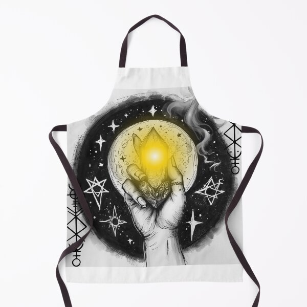 Item preview, witchy hand holding a crystal, stars and magical symbols designed and sold by tsintsinshop.