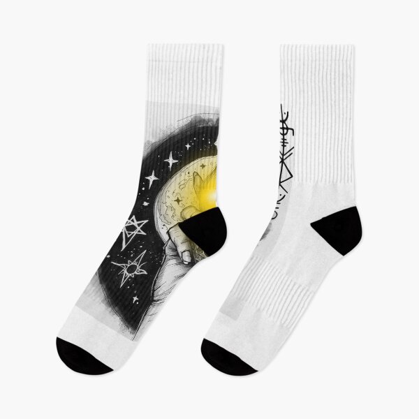 Item preview, witchy hand holding a crystal, stars and magical symbols designed and sold by tsintsinshop.