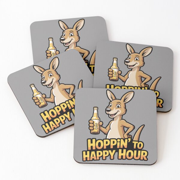 Item preview, Happy Hour: Funny Kangaroo Animal Drinking T-Shirt designed and sold by Grang Art Artistic Designs.