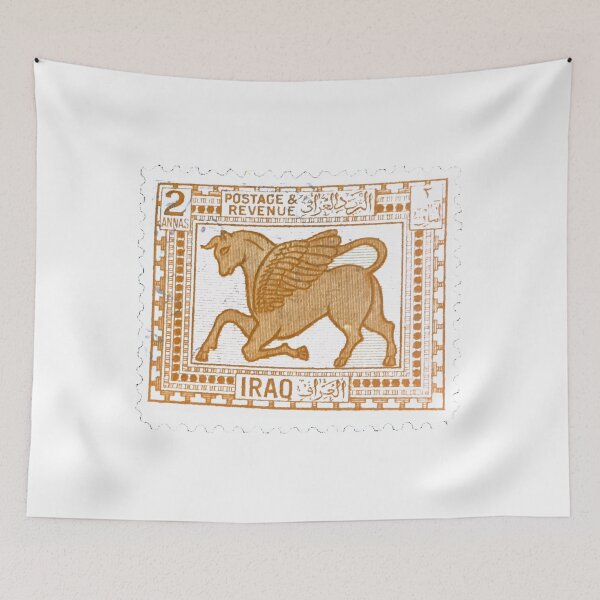 Item preview, Iraq Flying Horse Vintage Brown Postage Stamp designed and sold by red-amber65.