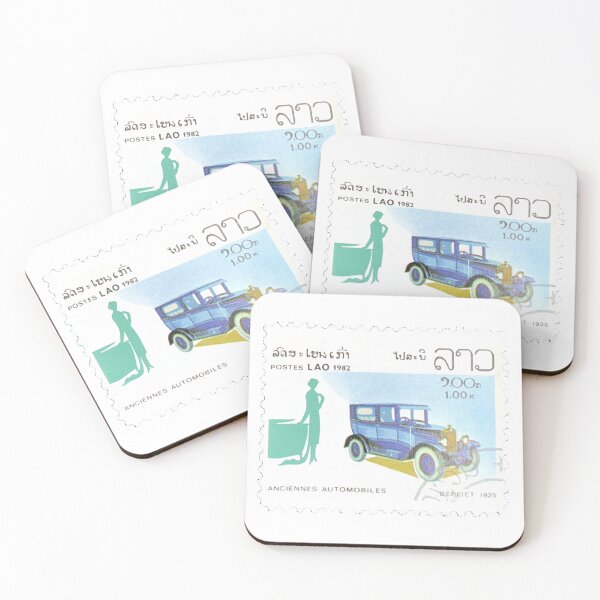 Item preview, Lao Blue Automobile Car Vintage Postage Stamp designed and sold by red-amber65.