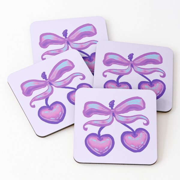 Item preview, Preppy Vintage Coquette Purple Cherry Bow  designed and sold by BluwTuwip.