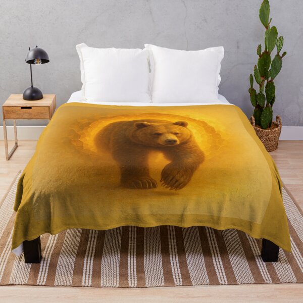 Item preview, Bear Honeycomb Portal Art | Golden Geometric Wildlife Illustration designed and sold by GeoWild Designs.